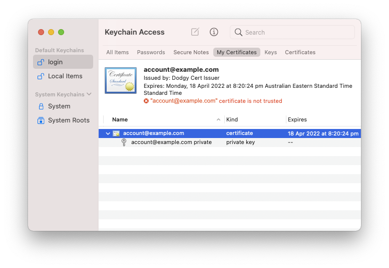 Certificate is not trusted error in Keychain Access