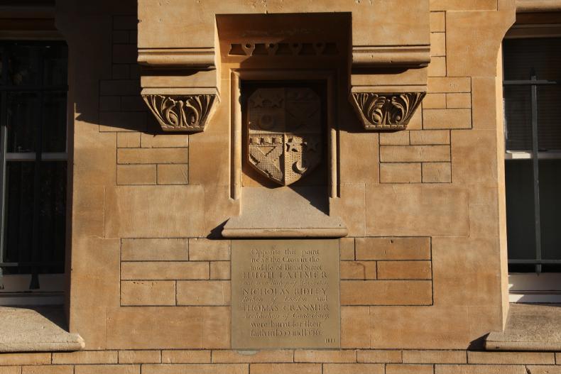 Plaque on the south wall of Balliol Collage